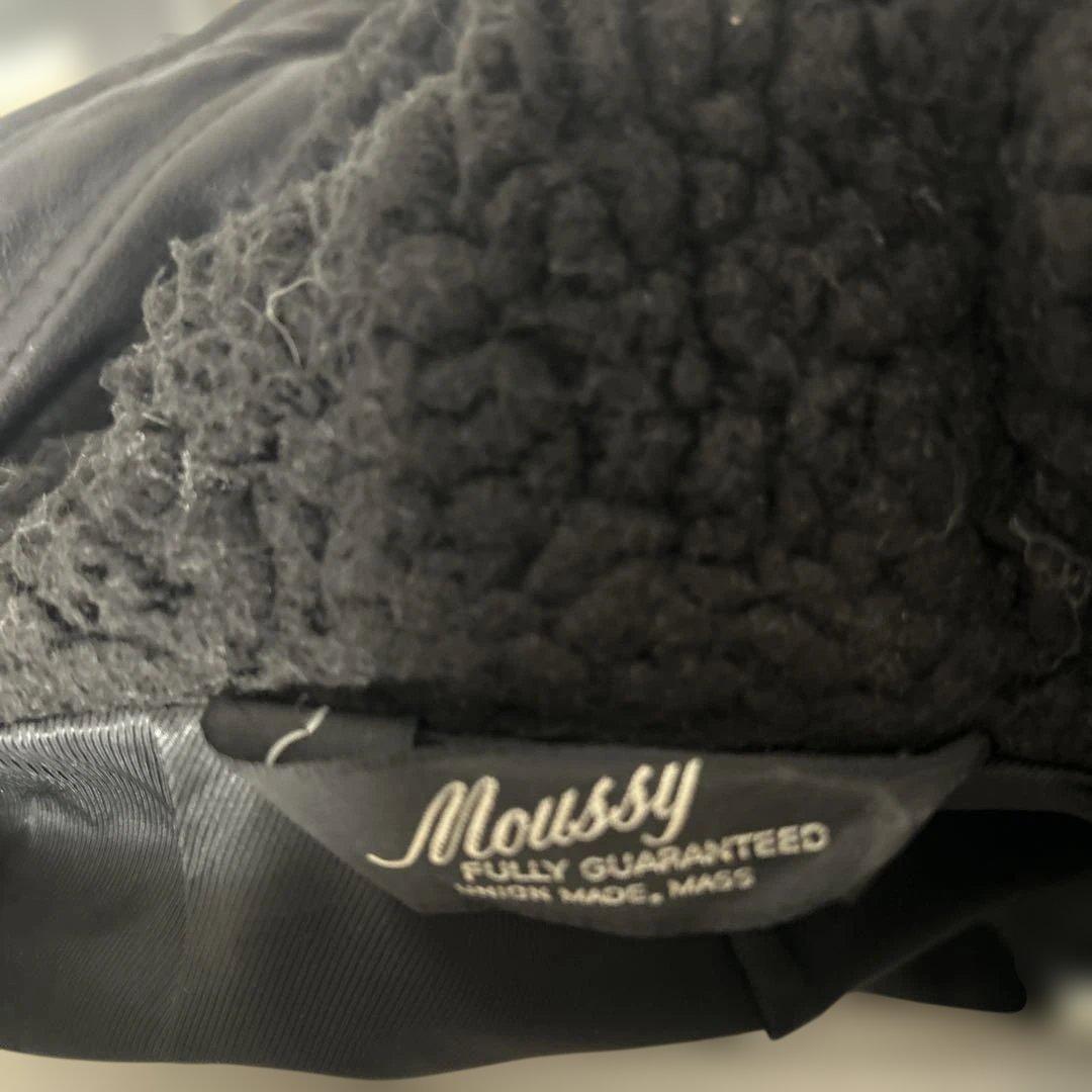 MOUSSYマウジー レザージャケット フード付きブラック