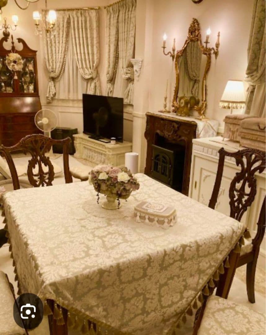 Handmadeエレガントなダマスク柄テーブルクロス