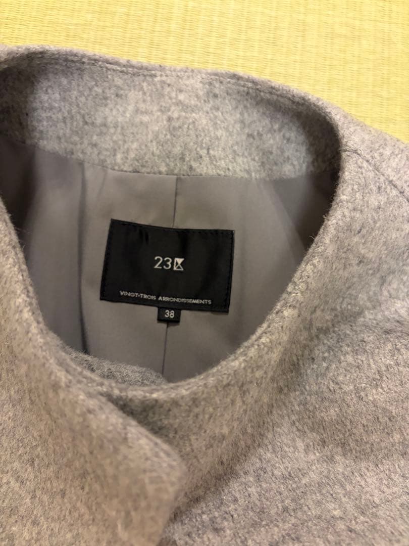 23区ウールカシミヤビーバーノーカラーコート