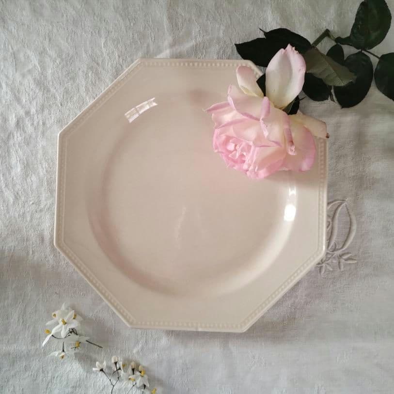 オクトゴナルプレート　フランスアンティーク　クレイユモントロー　八角皿　ディナー