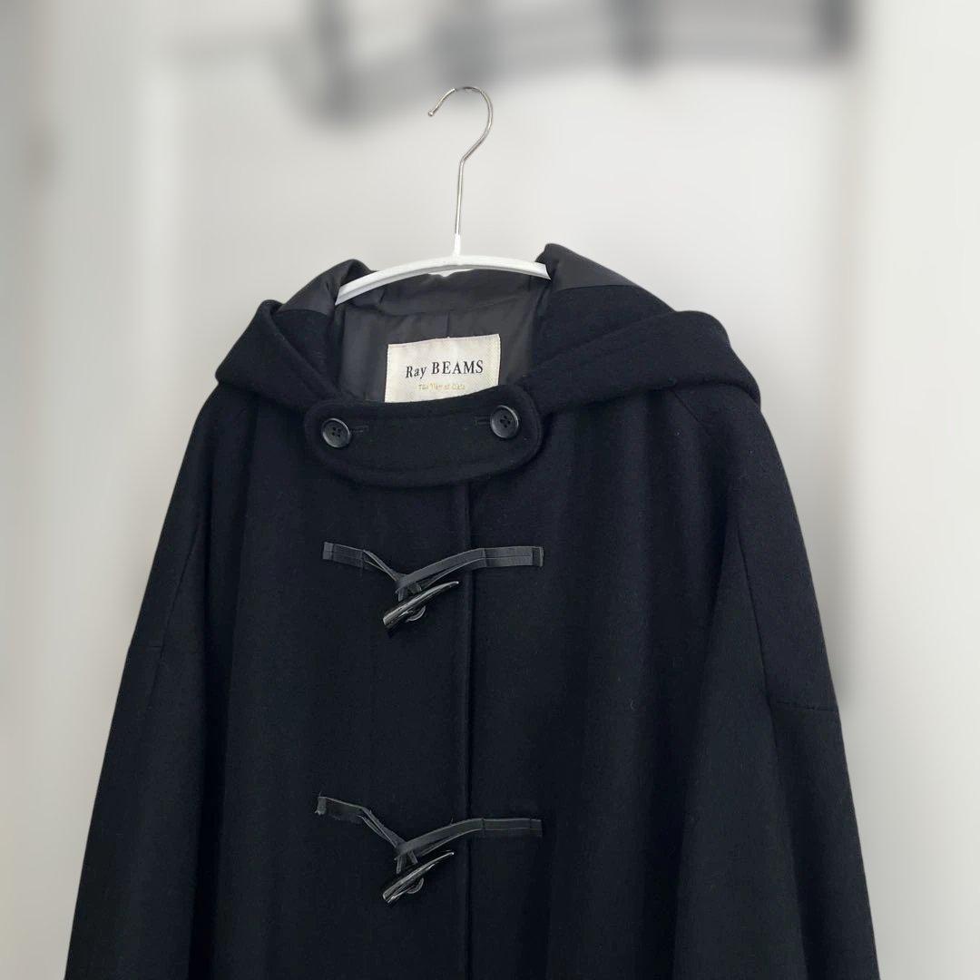 tenma180128　レイビームス　ドルマンダッフルコート　ブラック