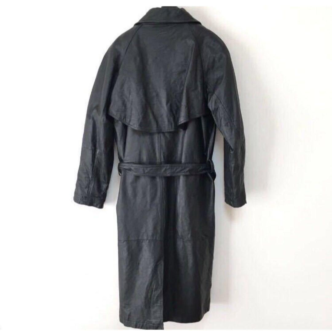 SHELTER BAY本革レザートレンチコートロングコートベルト付きヴィンテージ