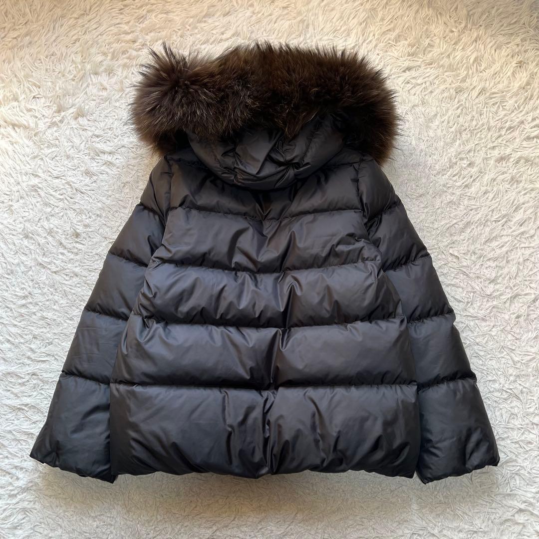 美品 ナノユニバース 西川ダウン 2wayダウンジャケット ファー付き 黒 36