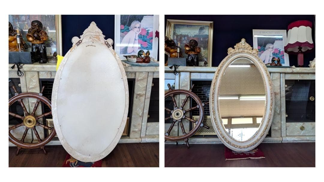 K44 ロシア製 アンティーク 楕円 全身鏡 壁掛けミラー