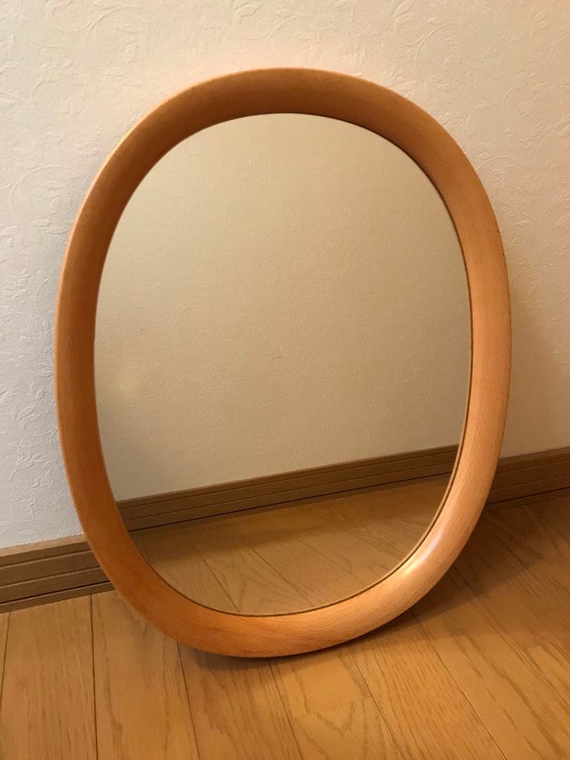 秋田木工　楕円形壁掛けミラー 柳宗理　ウォール材　白木