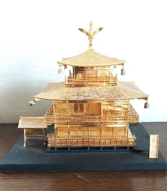 金メッキ　金閣寺　金箔　縁起物　美術置物　飾り物