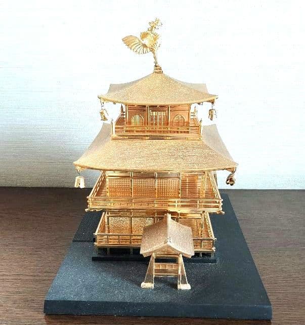 金メッキ　金閣寺　金箔　縁起物　美術置物　飾り物