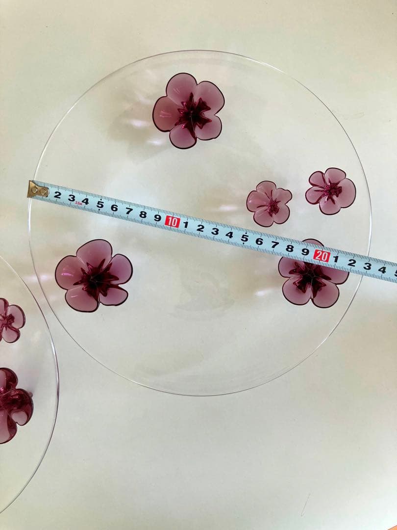 スガハラガラス カメリア　プレート　2枚セット　ワインレッド