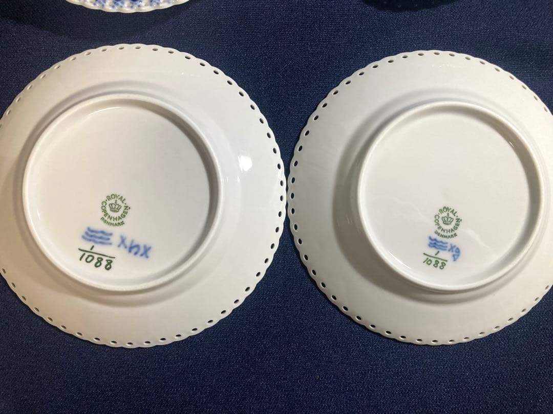 ロイヤルコペンハーゲンブルーフルーテッド フルレースプレート15㎝×6枚　綺麗