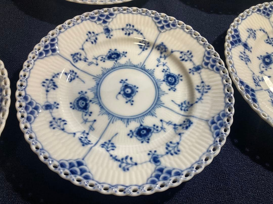 ロイヤルコペンハーゲンブルーフルーテッド フルレースプレート15㎝×6枚　綺麗
