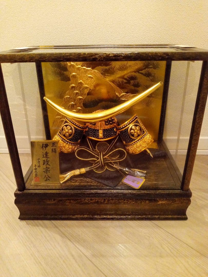 【平安水宝作】伊達政宗公　兜飾り　８号　正絹織