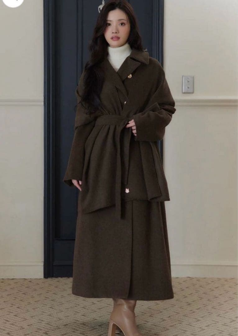 新品未使用poláura ポローラ MANY WAYウールロングトレンチコート