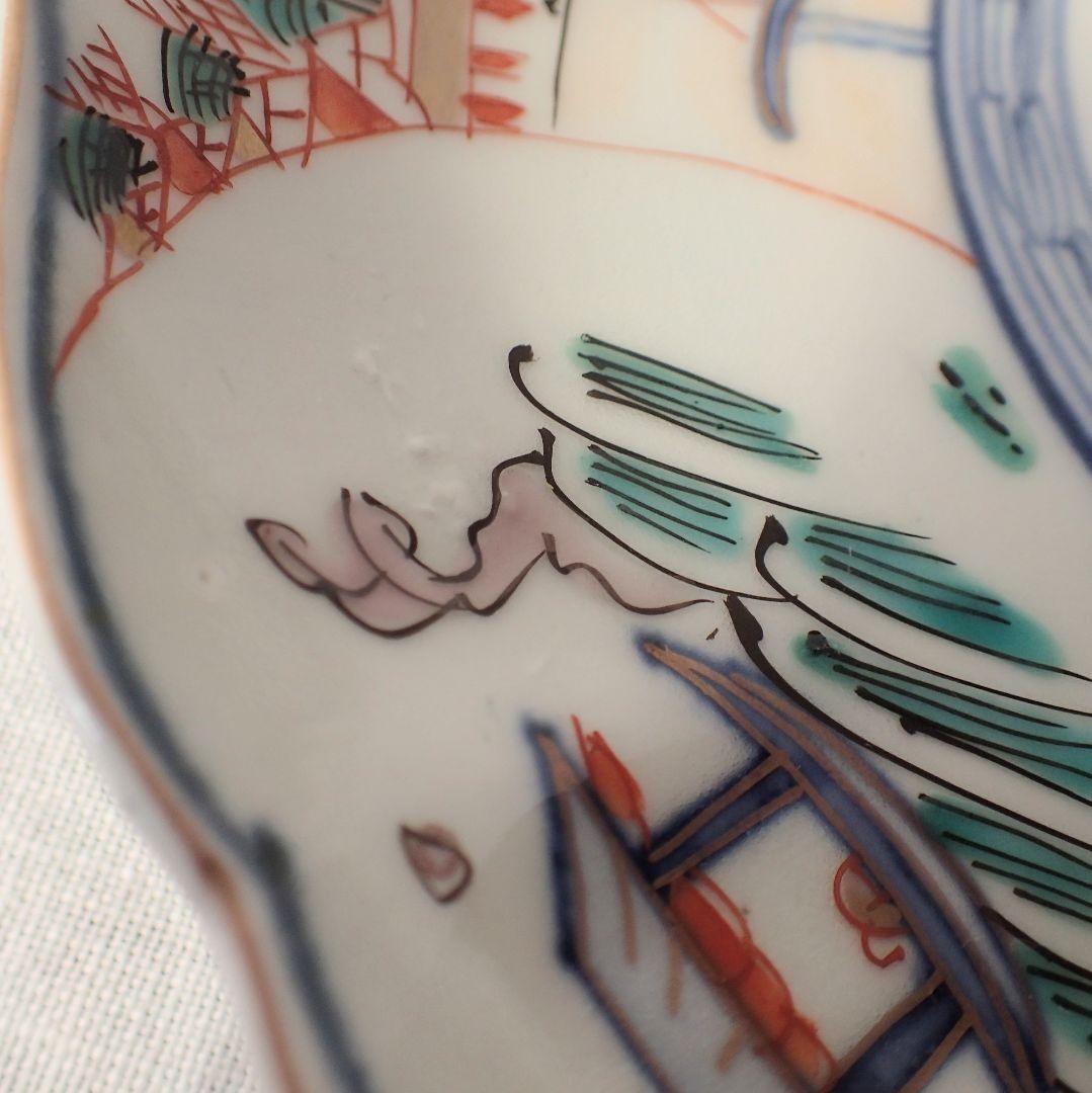 明治　骨董　輪花　リンカ　麒麟　キリン　絵 皿　2枚