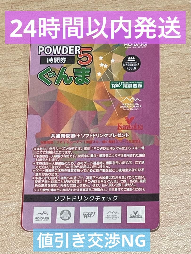 ぐんまPOWDER5 共通リフト20時間券