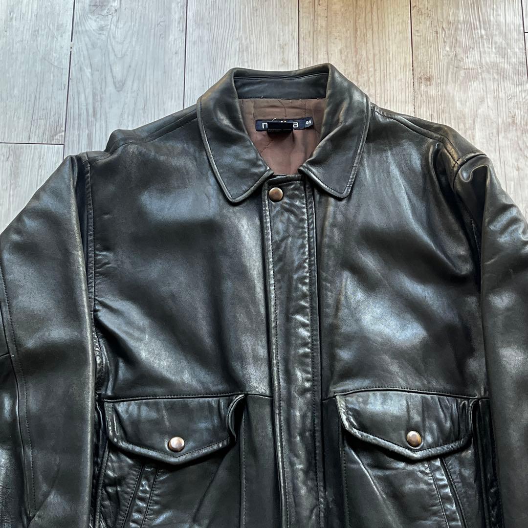80s~ NAUTICA レザージャケット　A2 短丈　海外ストリート　XL相当