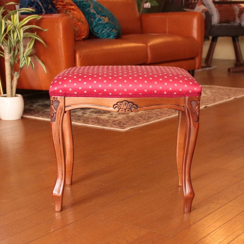 猫脚スツール レトロ風 赤 ヴィンテージ風 かわいい 222-1325-001