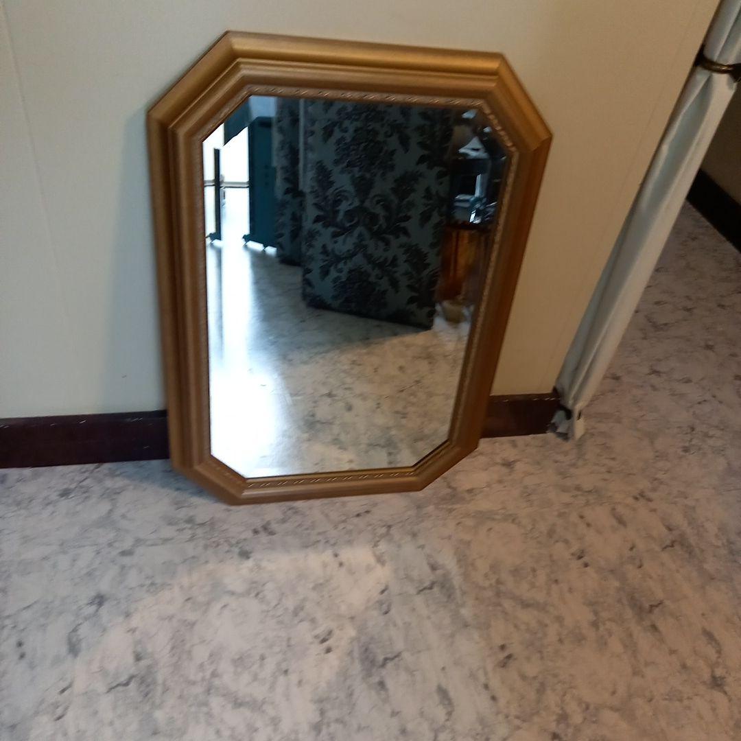 ドマン　アンティーク　ゴールド　八角　ミラー　鏡　壁掛け　縦横　兼用