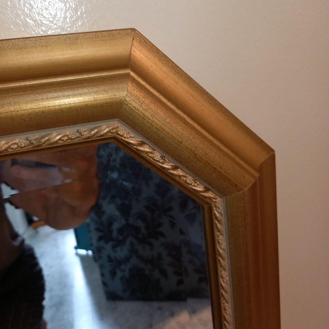 ドマン　アンティーク　ゴールド　八角　ミラー　鏡　壁掛け　縦横　兼用