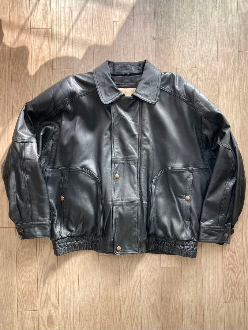 ジャンティーク レザー ボンバージャケット ヴィンテージ オーバーサイズ