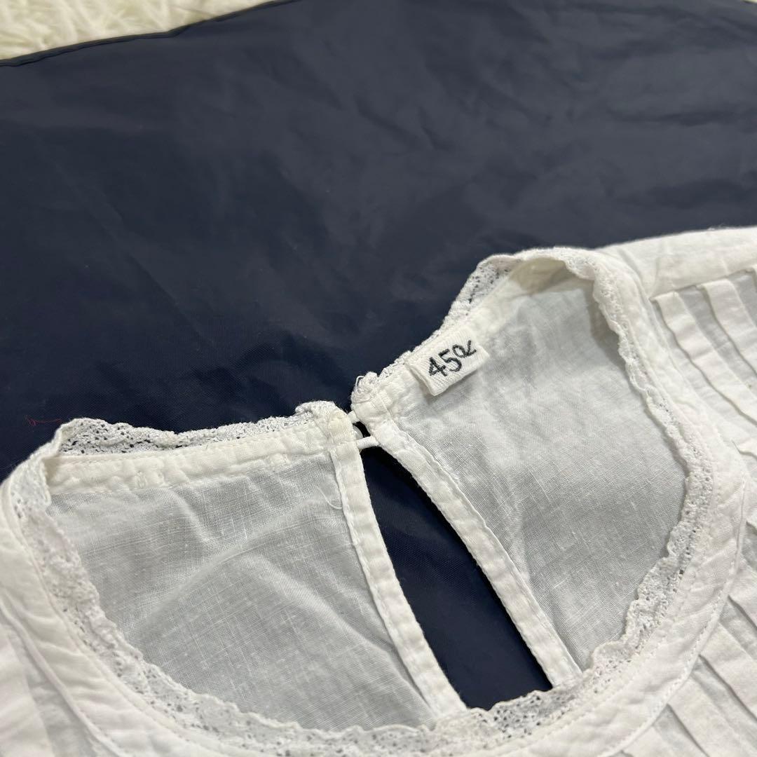 45R インドカディのタックdeTシャツ 綿100% 総ピンタック レース 刺繍