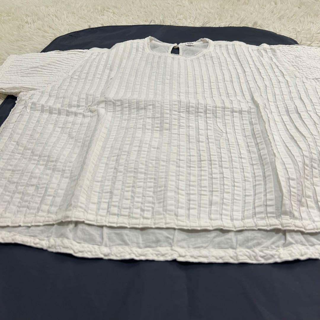 45R インドカディのタックdeTシャツ 綿100% 総ピンタック レース 刺繍