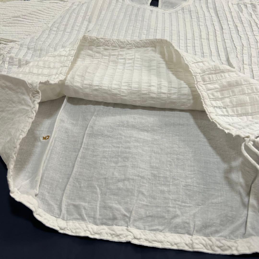 45R インドカディのタックdeTシャツ 綿100% 総ピンタック レース 刺繍