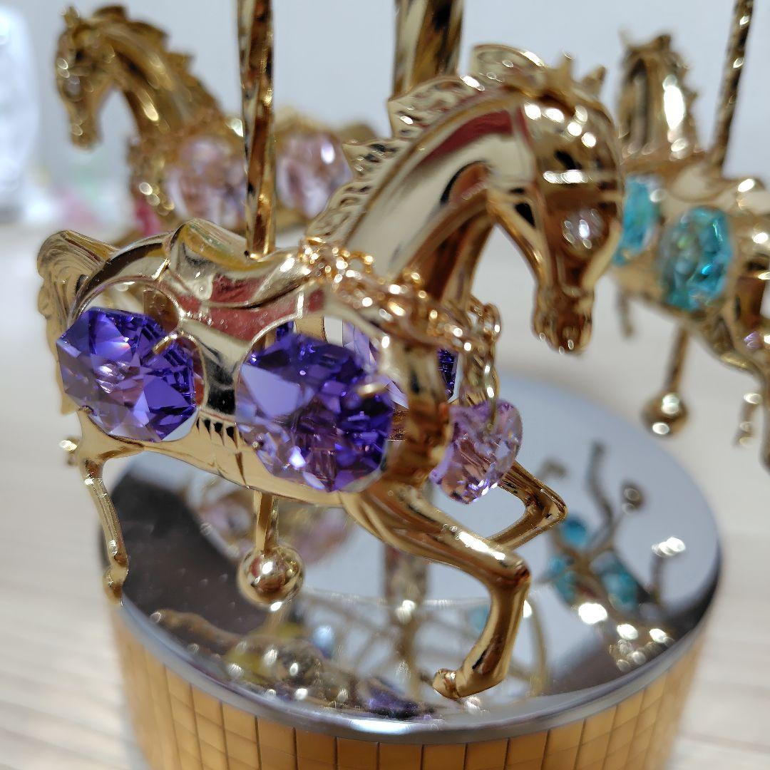 スワロフスキー　オルゴール　メリーゴーランド　タグ付き