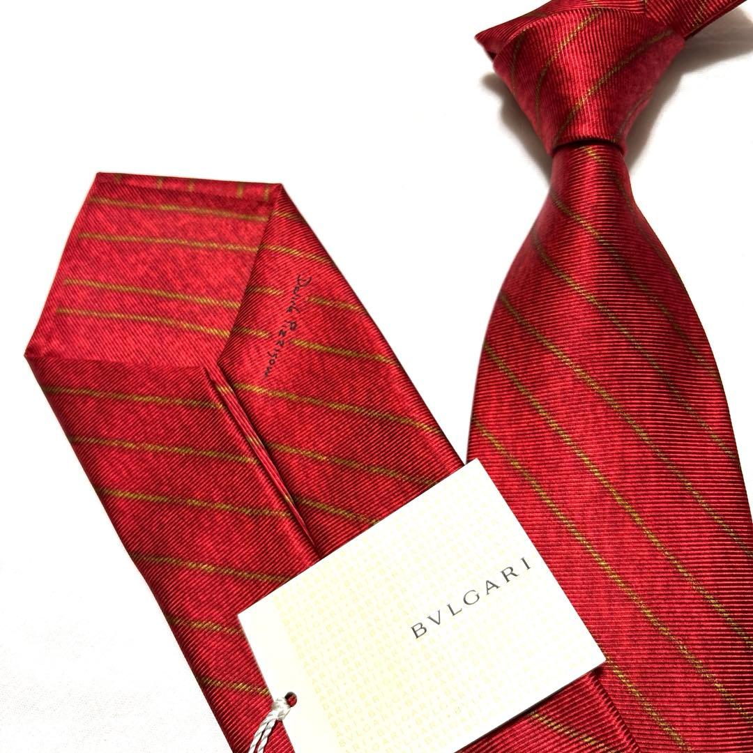 新品　BVLGARI　ブルガリ　セッテピエゲ　レッド　光沢　肉厚　タグ付