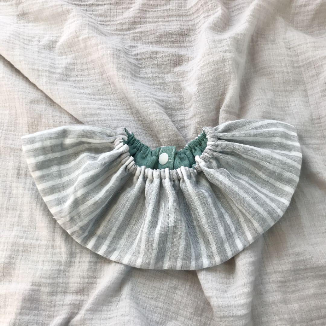 再販★グレーストライプ×ミントグリーン★  リバーシブル　スタイ