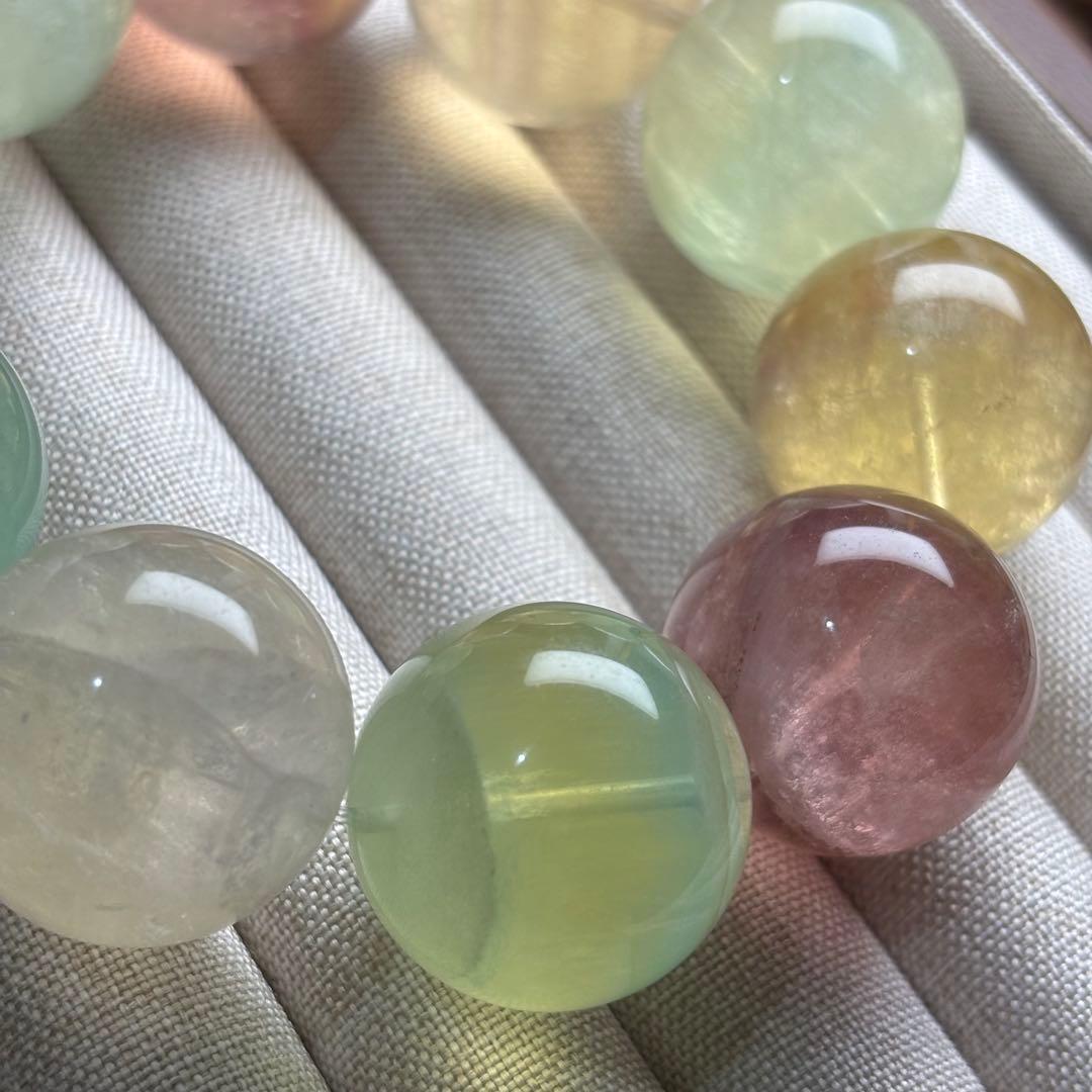 お得メガ24mm珠天然無着色フローライト(蛍石)ブレスレット天然石パワーストーン