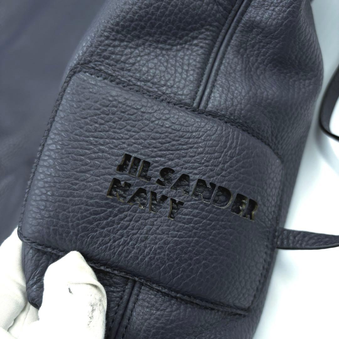 【良品】JIL SANDER レザー トートバッグ 2way ネイビー