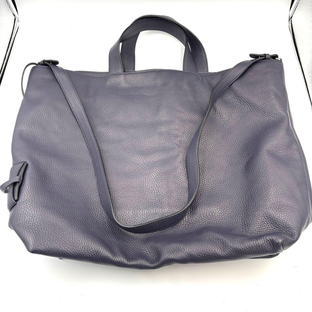 【良品】JIL SANDER レザー トートバッグ 2way ネイビー