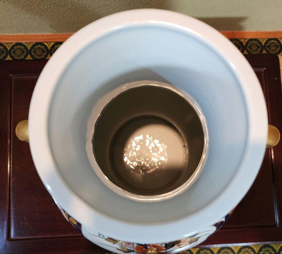 有田焼 大型 花柄陶器花瓶 藤井錦彩 金欄手様式