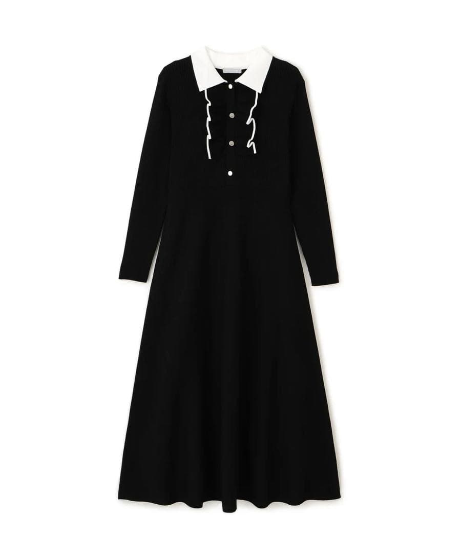 フリルポロニットワンピース