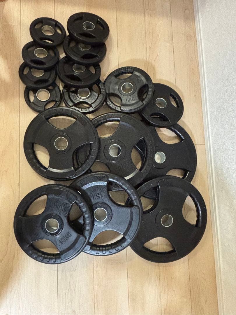 オリンピック ラバープレート　ダンベルプレート　引き取り限定　115キロ
