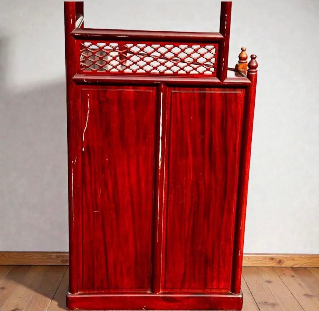 稀少❣️送料無料✨唐木家具 無垢材 コーナーラック 飾り棚 中国家具 彫刻棚 収納