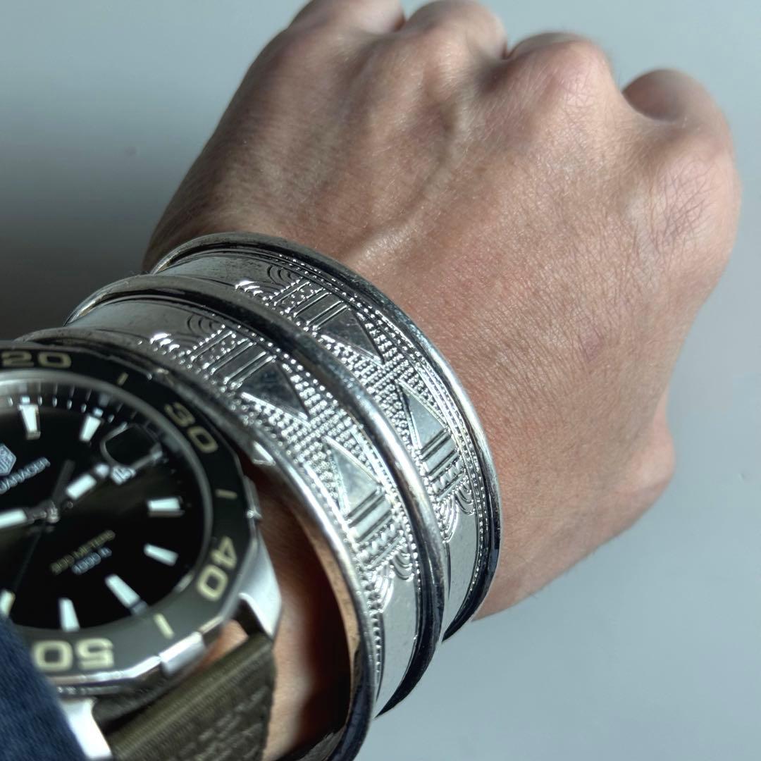 MB　ネイティブバングル　C字型　トゥアレグ族模様