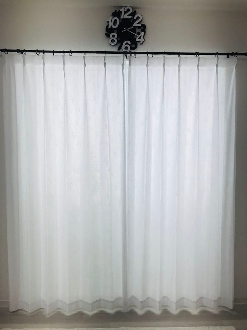 light　レースカーテン　フラワーWH 168㎝×200㎝ 2枚