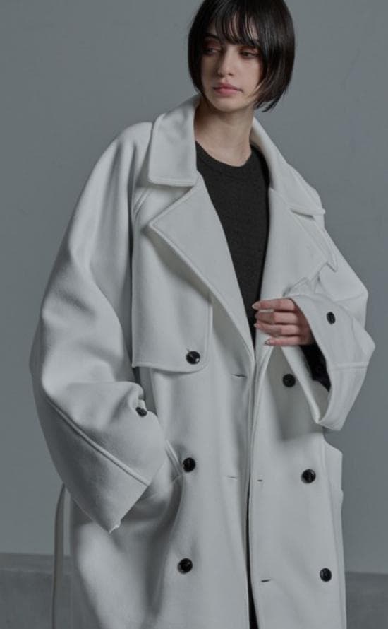 cussil/クシル ウールライク ヘビーメルトン ルーズスリーブトレンチコート