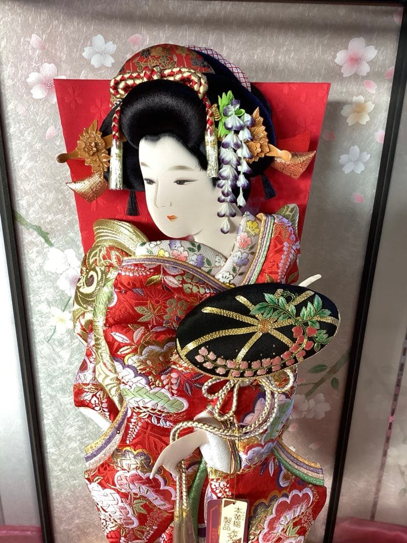 ③ 羽子板飾り　本仕立押絵　隆山作　彩雅　藤娘　本つげかんざし　18号