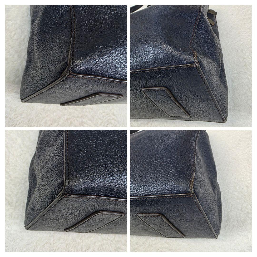 キンタ様✨【A4収納可能】マザーハウス　リン　オープン　トートバッグ　シボ革　紺