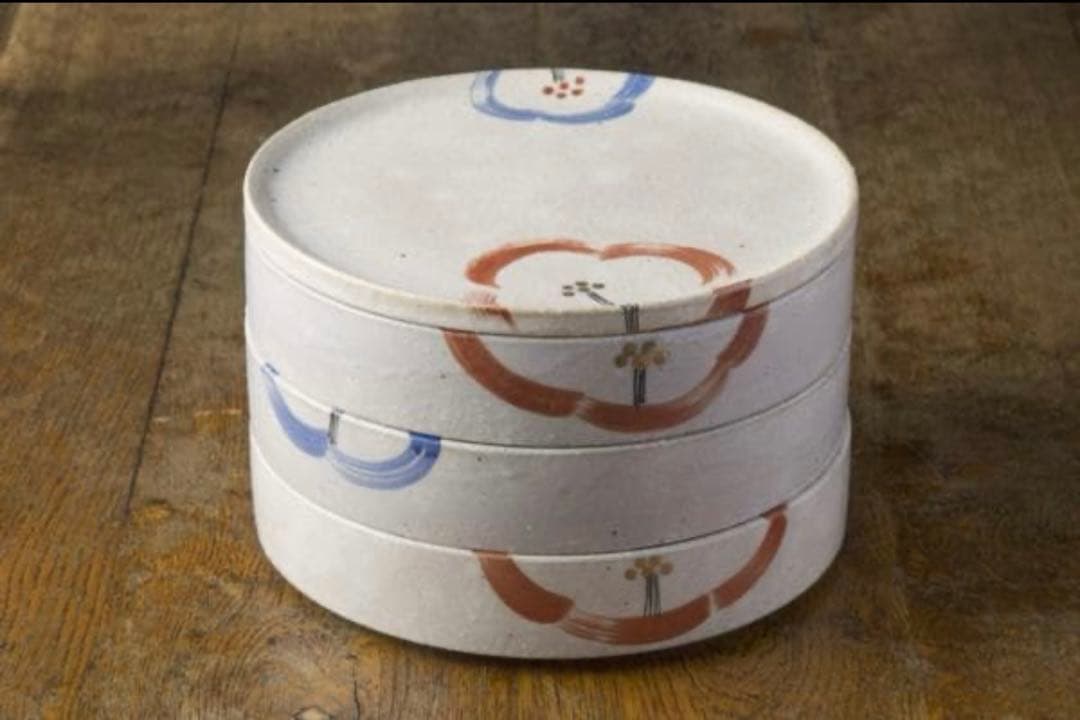 美濃焼き　三段重　お正月　慶事　お祝い　土物　おせち　重箱　お重　作家物