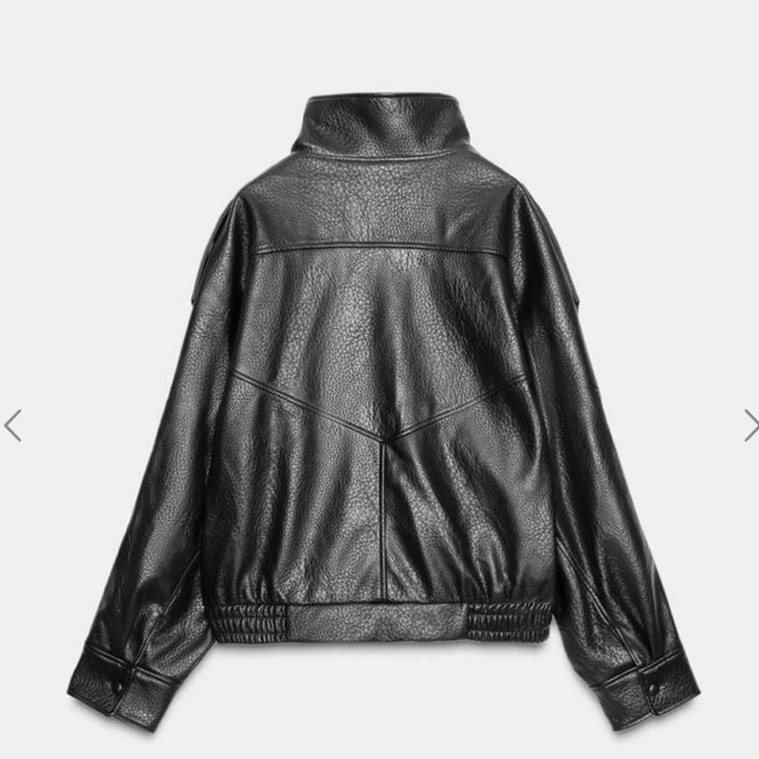 【正規・新品】　ZARA フェイクレザージャケットMサイズ　ブラック