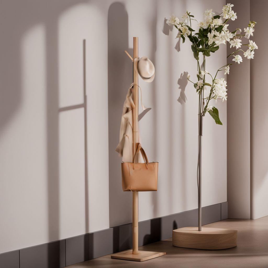 木製ポールハンガーハンガーラック 倒れにくい 落ちにくい 調節可能