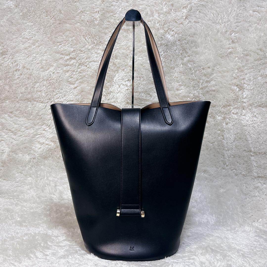 &MyuQ ERA トートバッグ ショルダーバッグ レザー ブラック A4対応