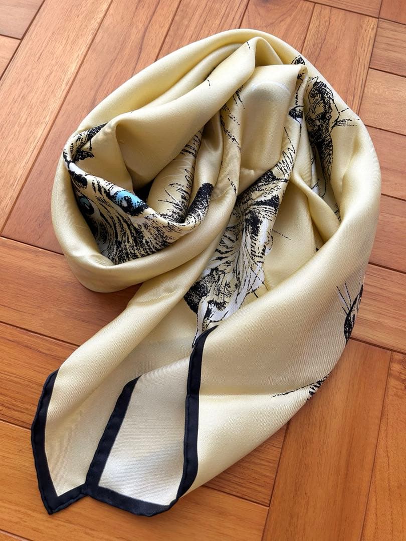 マニプリ 猫柄 シルクスカーフ manipuri