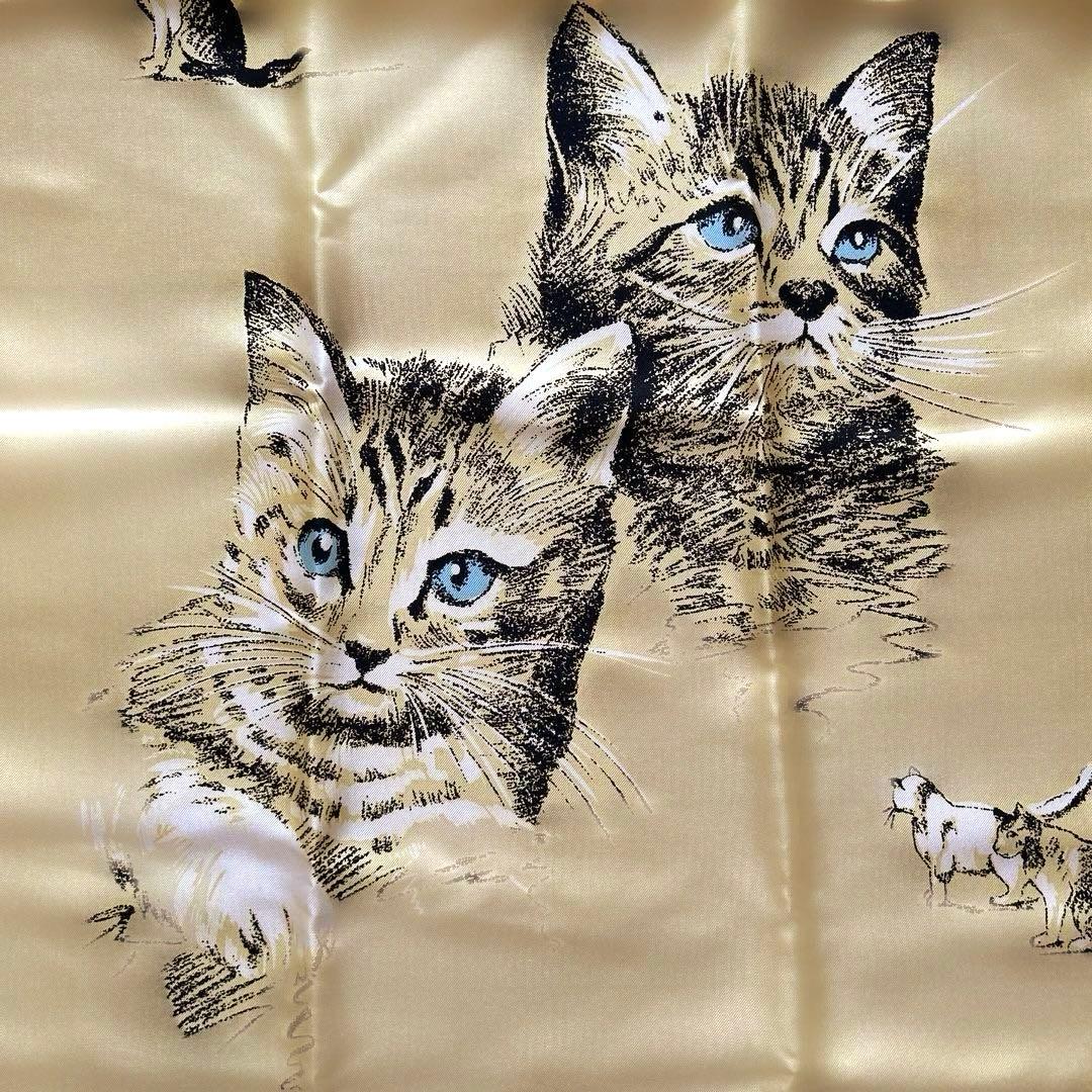 マニプリ 猫柄 シルクスカーフ manipuri