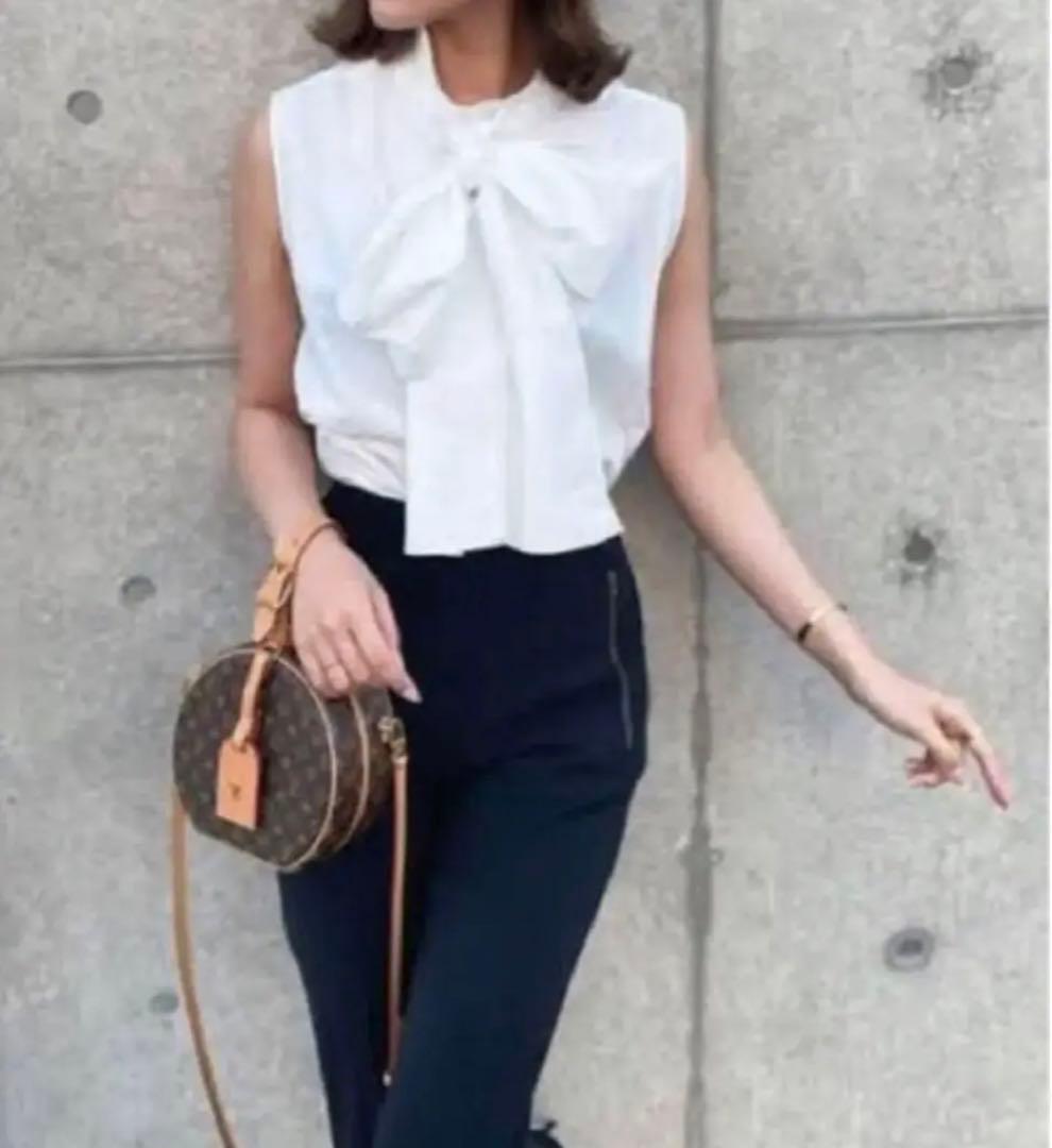 sheller シェリエ　2wayステッチボウタイブラウス　ホワイト