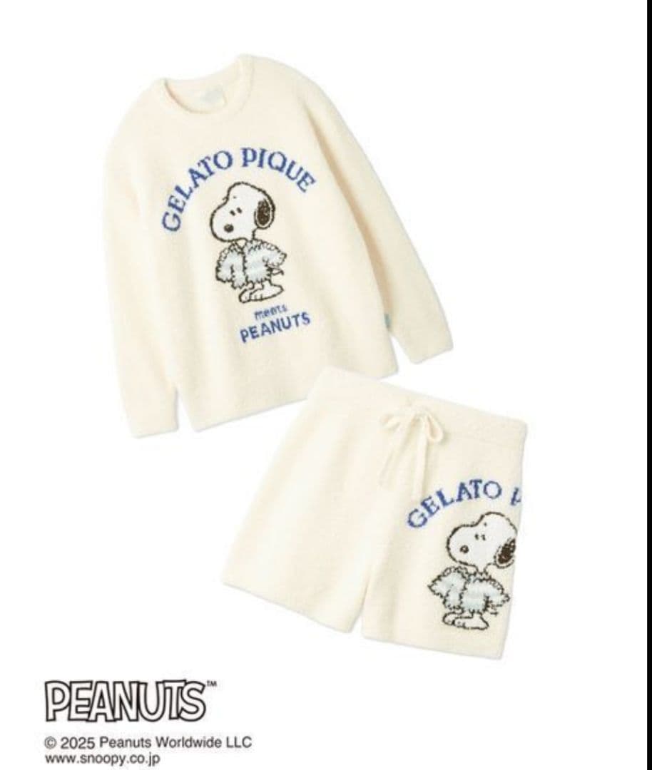 ジェラートピケ スヌーピー　ジャガードプルオーバー＆ショートパンツ