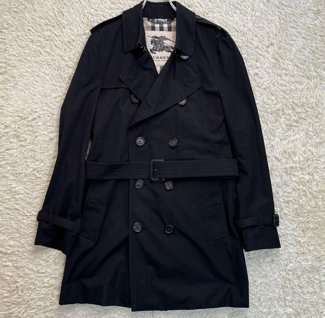 美品✨バーバリー ケンジントン　トレンチコート　ノバチェック　48　M〜L位　黒